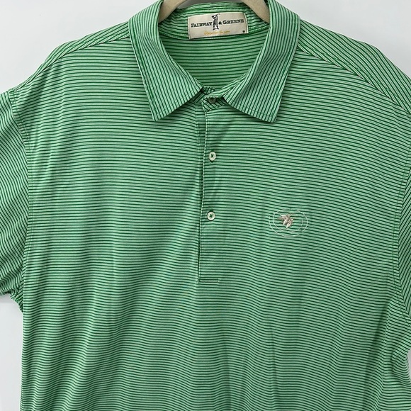 Fairway & Greene Green&White Striped Polo Shirt Classic Comfort Size X-Large - Picture 3 of 12